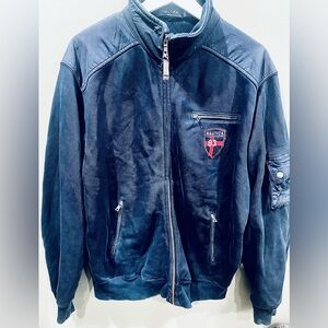 Vintage Nautica Men's Dark Blue Full Zip Polo Size M to L